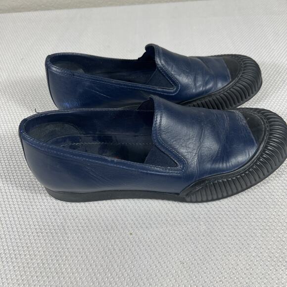 PRADA WOMEN BLUE LEATHER SLIDE ON CLASSIC SPORT LOAFERS MADE IN ITALY 35 US 5.5 - Picture 3 of 11